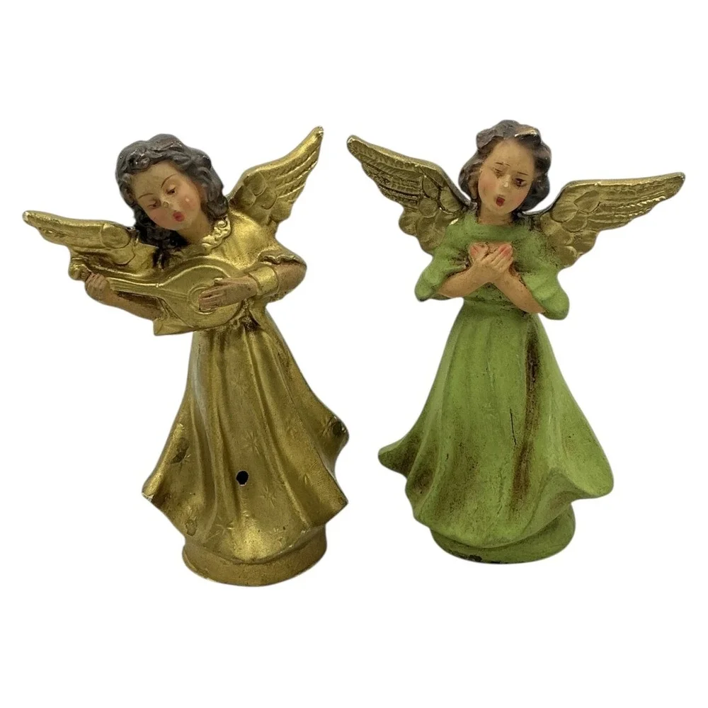 Vintage Italian Angel Figurines Christmas Collectible Set Holiday Italy 4.75 in‎